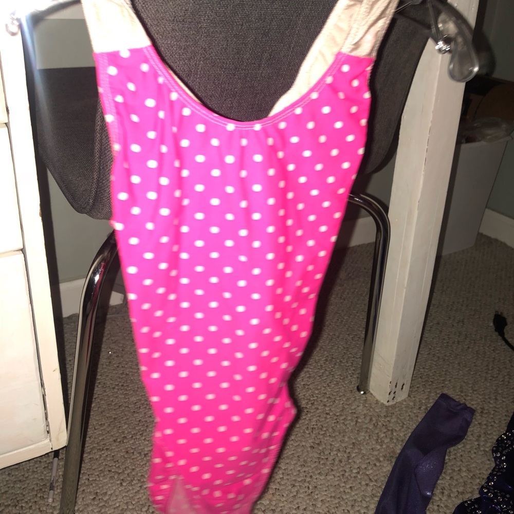 pink polka dot leotard